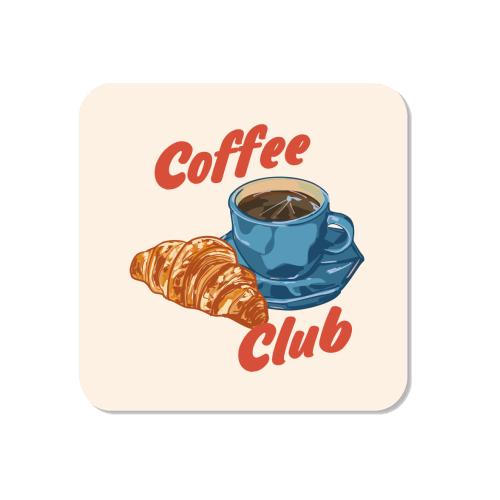Coffee Club – Croissant and Espresso Illustration - Magnet by EZbie