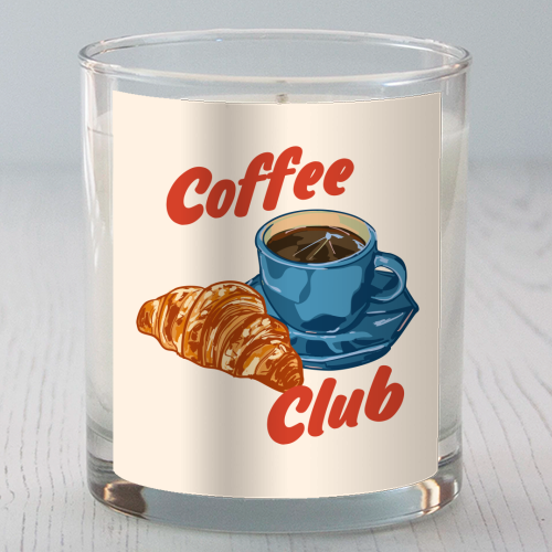 Coffee Club – Croissant and Espresso Illustration - scented candle by EZbie