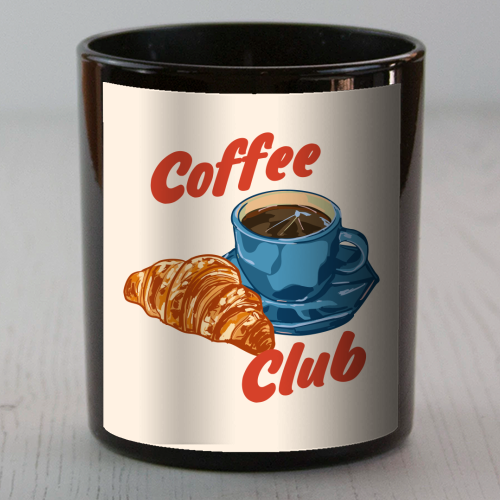 Coffee Club – Croissant and Espresso Illustration - scented candle by EZbie