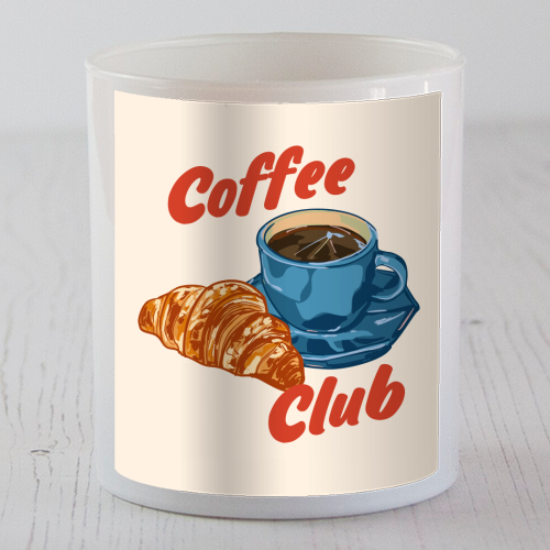 Coffee Club – Croissant and Espresso Illustration - scented candle by EZbie
