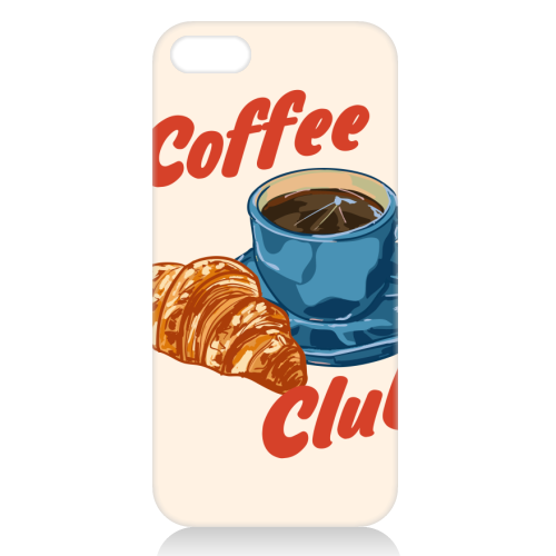 Coffee Club – Croissant and Espresso Illustration - unique phone case by EZbie