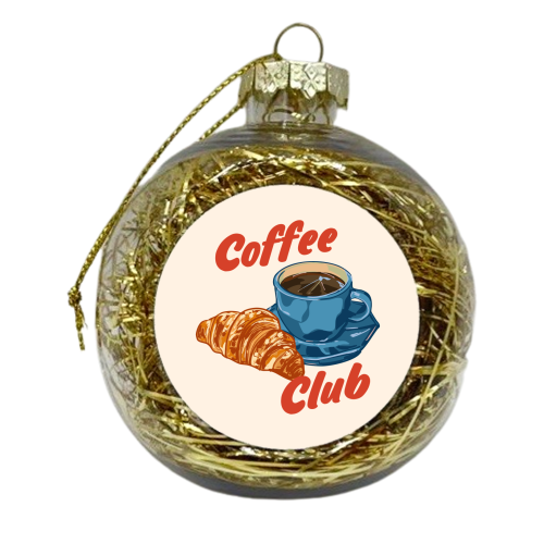 Coffee Club – Croissant and Espresso Illustration - xmas bauble by EZbie