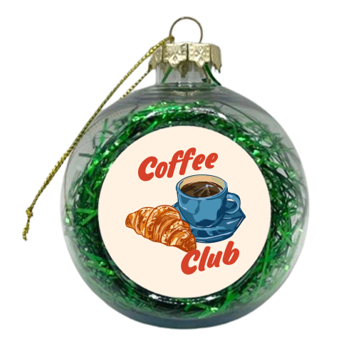 Coffee Club – Croissant and Espresso Illustration - xmas bauble by EZbie