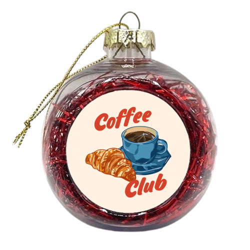 Coffee Club – Croissant and Espresso Illustration - xmas bauble by EZbie