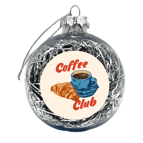 Coffee Club – Croissant and Espresso Illustration - xmas bauble by EZbie