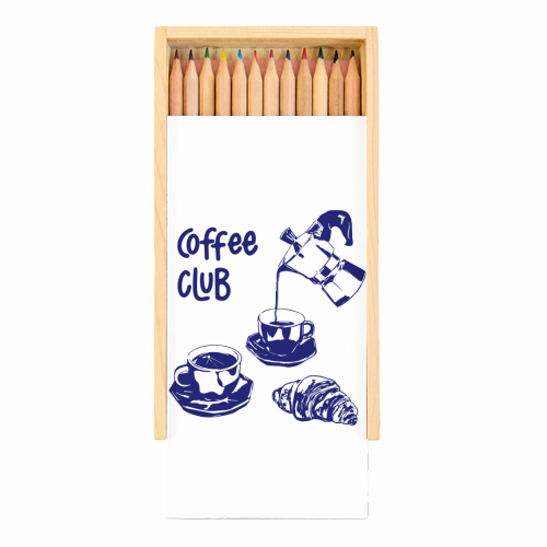 Coffee Club – Doodle Illustration - Coloured Pencils with Box by EZbie