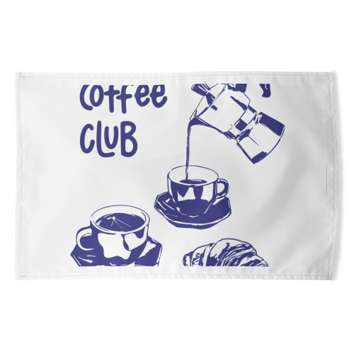Coffee Club – Doodle Illustration - funny tea towel by EZbie