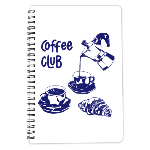 Coffee Club – Doodle Illustration - personalised A4, A5, A6 notebook by EZbie