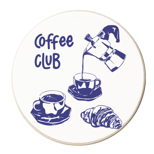 Coffee Club – Doodle Illustration - personalised beer coaster by EZbie