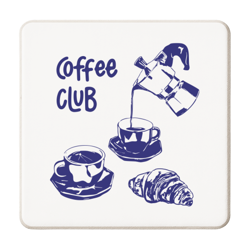 Coffee Club – Doodle Illustration - personalised beer coaster by EZbie