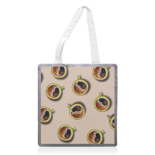 Coffee Cups - printed canvas tote bag by Linbylane