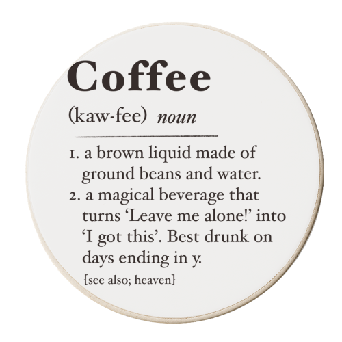 Coffee definition print - personalised beer coaster by The Girl Next Draw