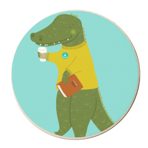 Coffee Drinking Crocodile - personalised beer coaster by Hannah Stevens