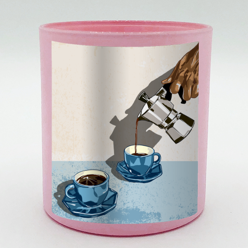 Coffee for Two – Blue Cup Kitchen Print - scented candle by EZbie