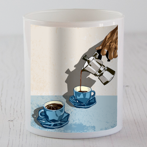 Coffee for Two – Blue Cup Kitchen Print - scented candle by EZbie
