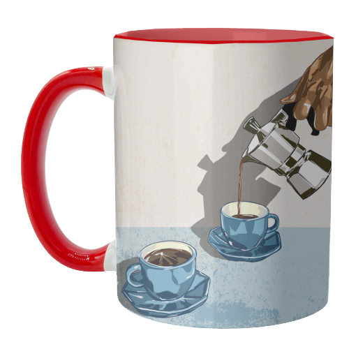 Coffee for Two – Blue Cup Kitchen Print - unique mug by EZbie
