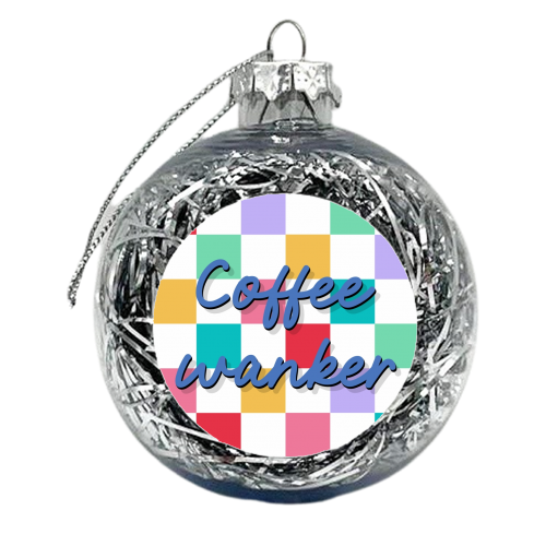 Coffee wanker checkerboard print - xmas bauble by The Girl Next Draw