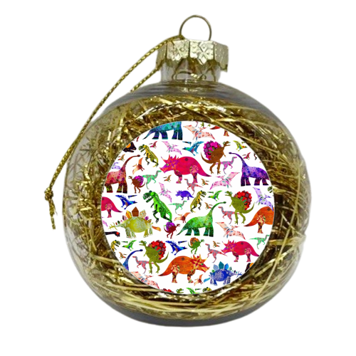 COLLAGE DINOS - xmas bauble by Dominic Early