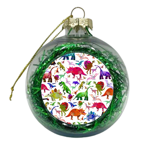 COLLAGE DINOS - xmas bauble by Dominic Early