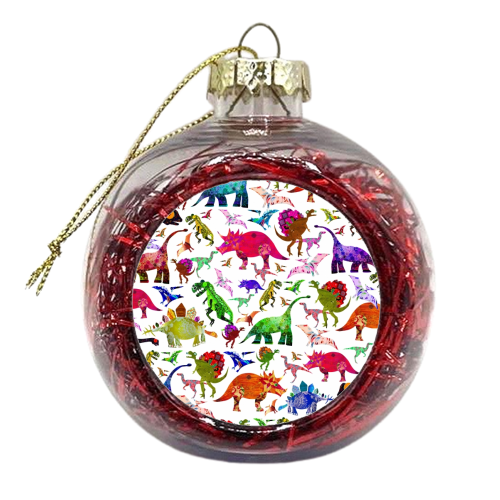 COLLAGE DINOS - xmas bauble by Dominic Early