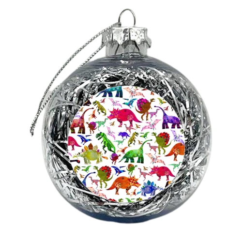 COLLAGE DINOS - xmas bauble by Dominic Early