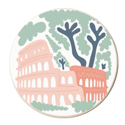 colloseum - rome, italy, , Travel Poster in Cute Illustration - personalised beer coaster by Move Studio