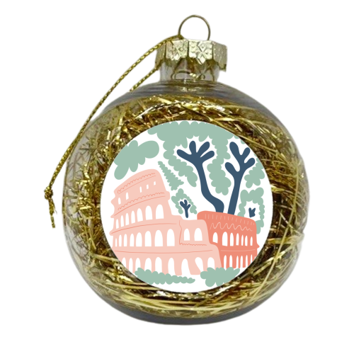 colloseum - rome, italy, , Travel Poster in Cute Illustration - xmas bauble by Move Studio