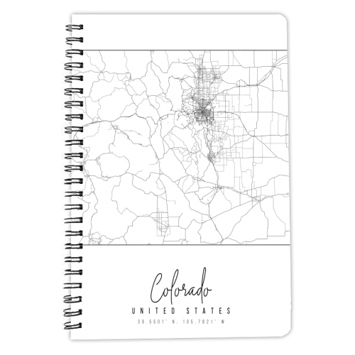 Colorado Minimal Street Map - personalised A4, A5, A6 notebook by Toni Scott