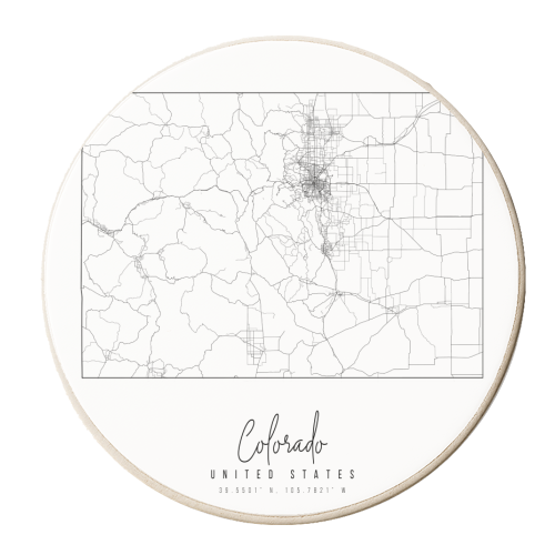 Colorado Minimal Street Map - personalised beer coaster by Toni Scott
