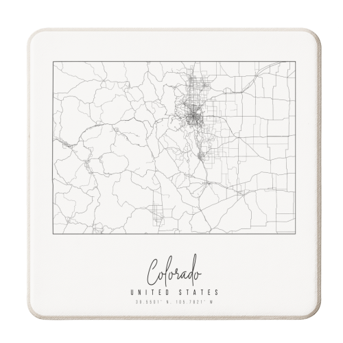 Colorado Minimal Street Map - personalised beer coaster by Toni Scott