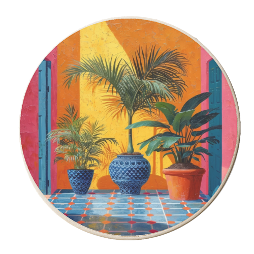 Colorful Arabic Plants - personalised beer coaster by DejaReve
