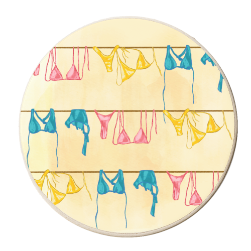 Colorful Bikini - personalised beer coaster by EZbie