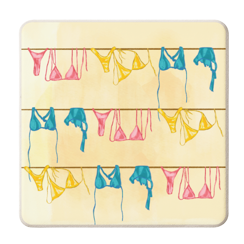 Colorful Bikini - personalised beer coaster by EZbie