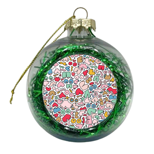 Colorful bright body positive boobs - xmas bauble by andrea zuza