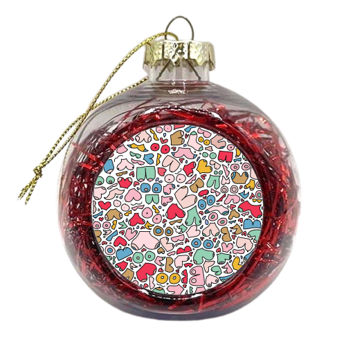 Colorful bright body positive boobs - xmas bauble by andrea zuza
