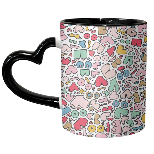 Colorful bright body positive boobs - unique mug by andrea zuza