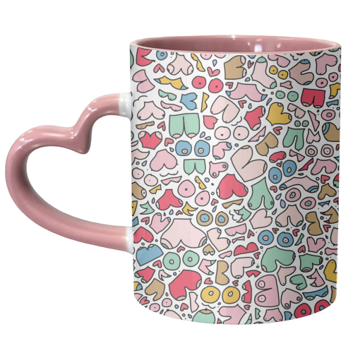 Colorful bright body positive boobs - unique mug by andrea zuza