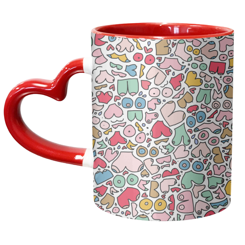 Colorful bright body positive boobs - unique mug by andrea zuza