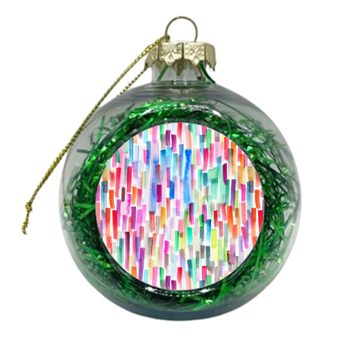 Colorful Brushstrokes White - xmas bauble by Ninola Design