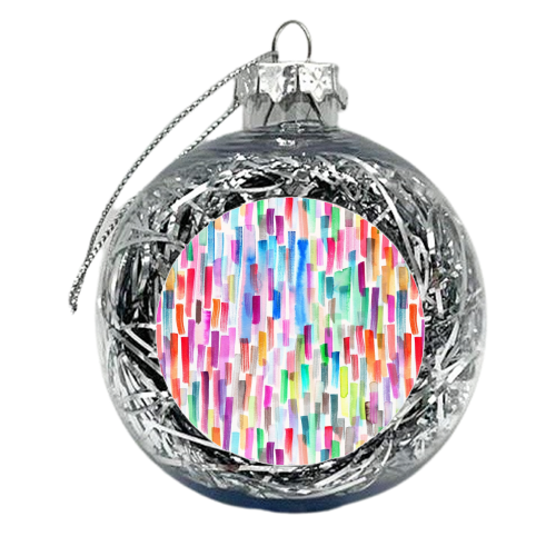 Colorful Brushstrokes White - xmas bauble by Ninola Design