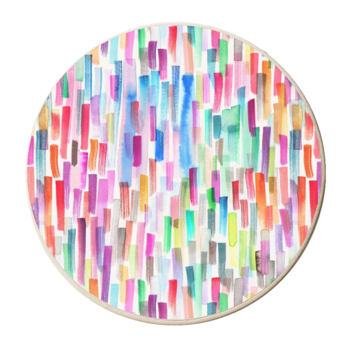 Colorful Brushstrokes White - personalised beer coaster by Ninola Design
