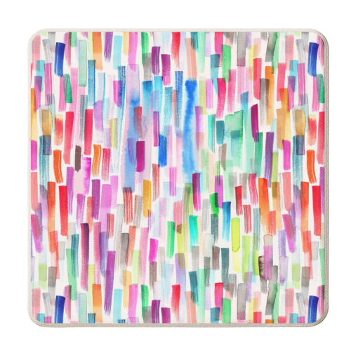 Colorful Brushstrokes White - personalised beer coaster by Ninola Design