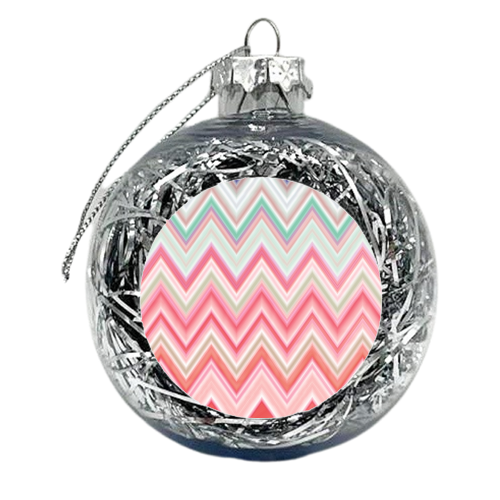 COLORFUL CHEVRON IN PINKS - xmas bauble by Nika Martinez