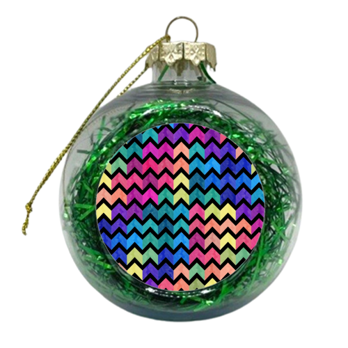 Colorful Chevron Pattern - xmas bauble by Amir Faysal