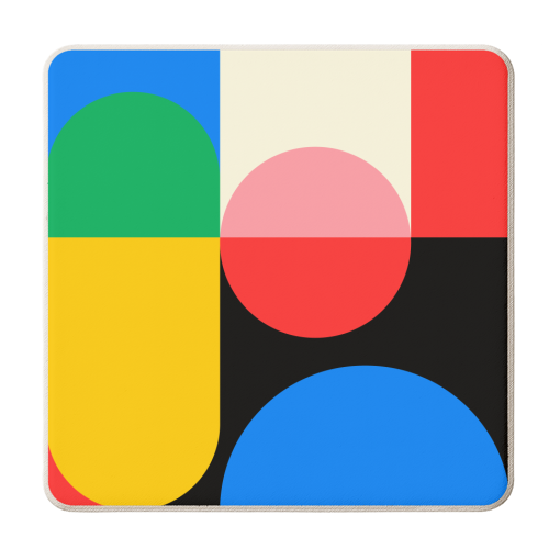 Colorful Classic Bauhaus - personalised beer coaster by EZbie