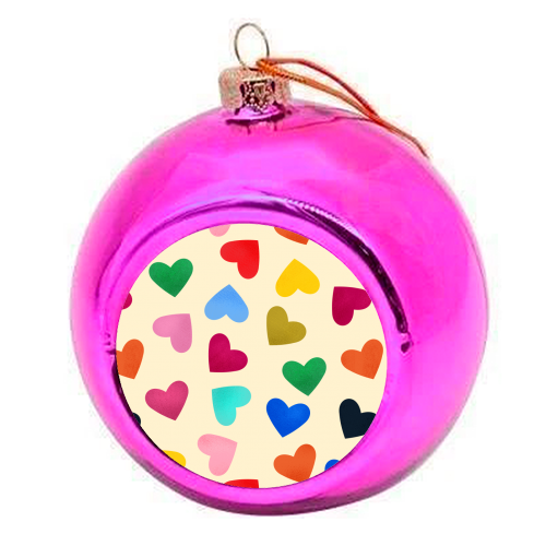 Colorful Hearts - colourful christmas bauble by Ania Wieclaw