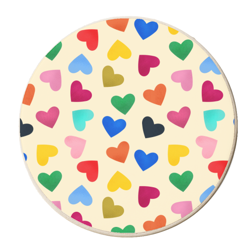 Colorful Hearts - personalised beer coaster by Ania Wieclaw