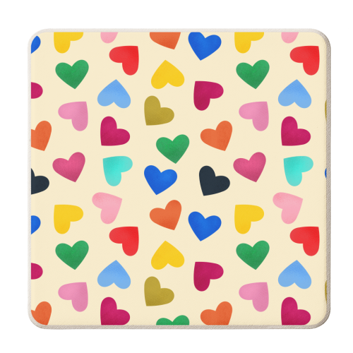 Colorful Hearts - personalised beer coaster by Ania Wieclaw