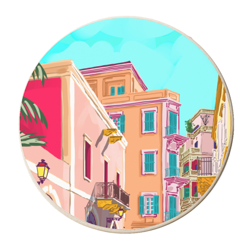 Colorful Houses - personalised beer coaster by Uma Prabhakar Gokhale