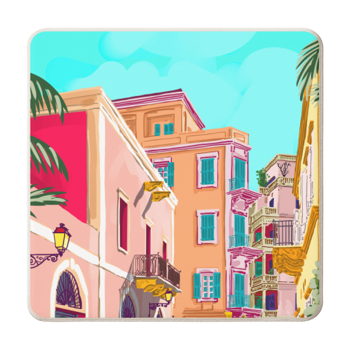 Colorful Houses - personalised beer coaster by Uma Prabhakar Gokhale